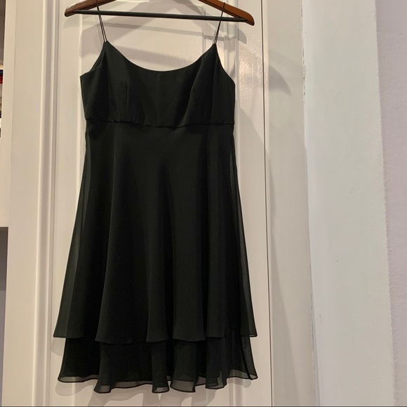 Black Spaghetti Strap Cocktail Georgette Dress - Picture 2 of 9